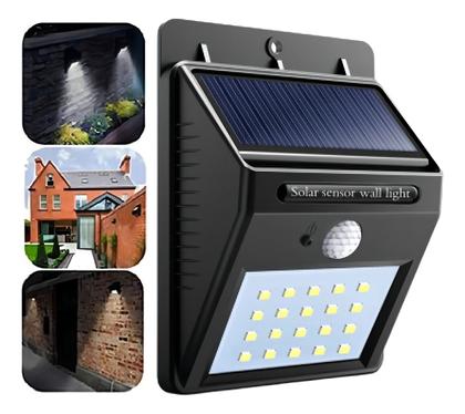 Imagem de Kit 5 Luminaria Solar Luz Led Com Sensor Presença Automático Estrutura Preto