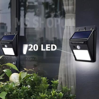 Imagem de Kit 5 Luminaria Solar Luz Led Com Sensor Presença Automático Estrutura Preto