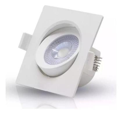 Imagem de Kit 5 Luminária Spot Led 7w Dicroica Branco Quente Direcionável Embutir Quadrado Bivolt 110/220 Forro Pvc Gesso Sala Quarto Comercio