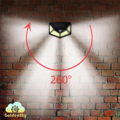 Imagem de Kit 5 Luminárias Solar Parede 100led Sensor Presença 3 Funções