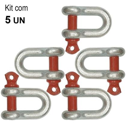 Imagem de Kit 5 Manilhas Reta (D) 3/8" Pesada - Siva