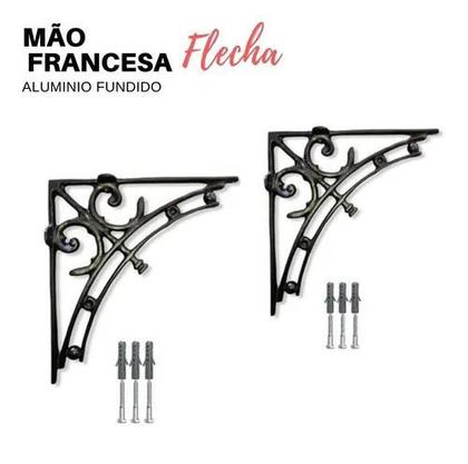 Imagem de kit 5 Mão Francesa Flecha Cantoneira 35x35cm Aluminio Preto
