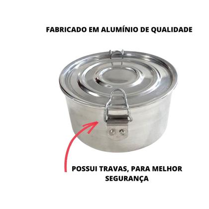 Imagem de Kit 5 Marmita Redonda Alta Alumínio Polido Nº16 Com Trava