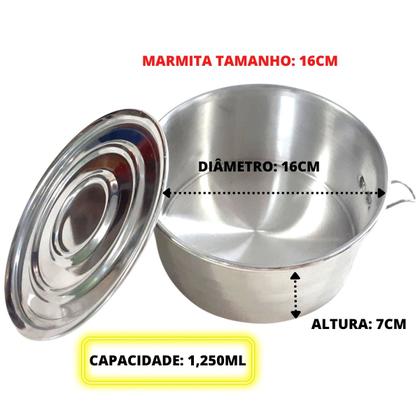 Imagem de Kit 5 Marmita Redonda Alta Alumínio Polido Nº16 Com Trava