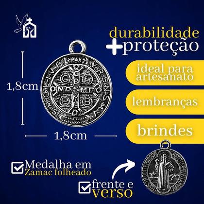 Imagem de Kit 5 Medalha De São Bento Prata 1,8cm Atacado Revenda