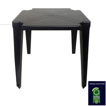 Imagem de Kit 5 Mesas de Plástico Quadrada 70cm Empilhável Preta Monobloco