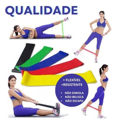 Imagem de Kit 5 Mini Band Elástico Exercício Academia Treino em Casa