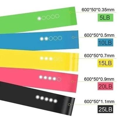 Imagem de Kit 5 Mini Band Elástico Exercício Academia Treino em Casa