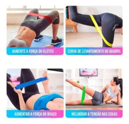 Imagem de Kit 5 Mini Band Elástico Exercício Academia Treino Em Casa - Resistance Belt - MCLASSIC