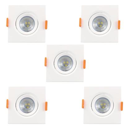 Imagem de Kit 5 Mini Spot Led Direcionável Luminatti 3w 4000k Quadrado Bivolt neutro