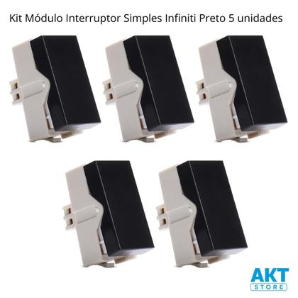 Imagem de Kit 5 Módulo Interruptor Simples 10A Preto MarGirius