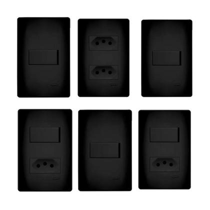 Imagem de KIT 5 Módulo Tomada 2p+t Habitat Black 10a 250v Fame