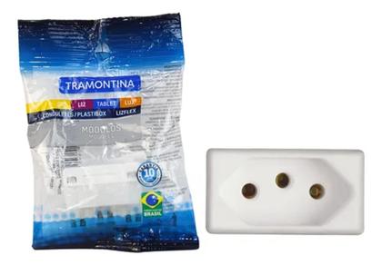 Imagem de Kit 5 Módulos Tomada 10a 2p+t Liz Branca Tramontina 2292