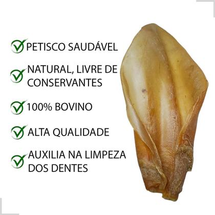 Imagem de Kit 5 Mordedor Pet Para Cães Orelha Bovina Natural Boi Brinquedo  Cachorro  Desidratada Osso  Roer Petisco Higiene bucal Antistress Adestramentos Agr