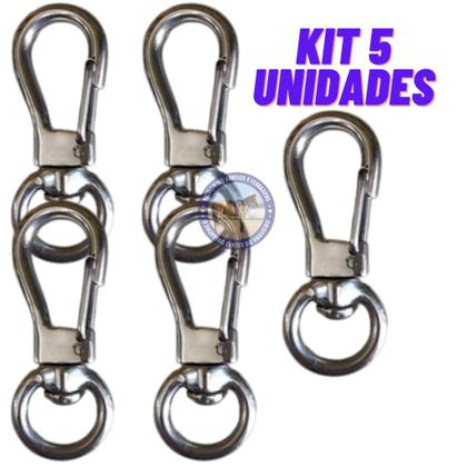 Imagem de Kit 5 Mosquetão Aço Inox Profissional Engate Rápido suporta