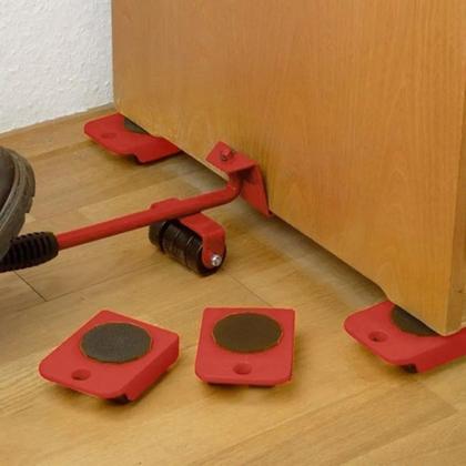 Imagem de Kit 5 Movedor Rodinhas Transportador Para Muança Móveis Pesados Move Fácil Movedor Geladeira Fogão Sofa
