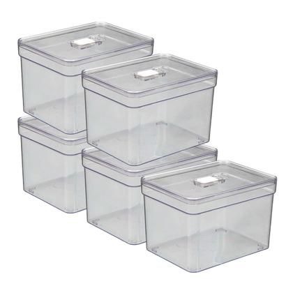 Imagem de Kit 5 Organizador Acrilico Multiuso 3,8 L Tampa Transparente
