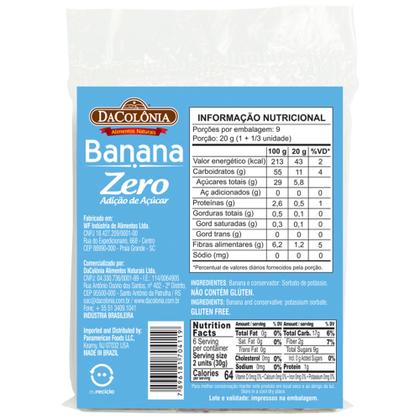 Imagem de Kit 5 Pacotes de Banana Zero Adição de Açúcar 180g DaColônia