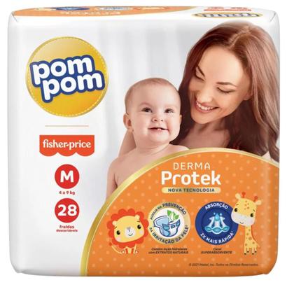 Imagem de Kit 5 pacotes de fraldas descartável infantil pom pom derma protek