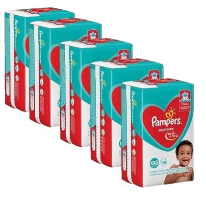 Imagem de Kit 5 Pacotes Fraldas Pampers Descartável Infantil Atacado