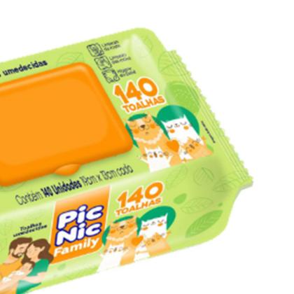Imagem de Kit 5 Pacotes Lenço Umedecido Pic Nic Family Toalha Baby E Pet Com 700 Unidades