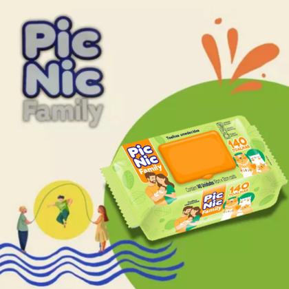 Imagem de Kit 5 Pacotes Lenço Umedecido Pic Nic Family Toalha Baby E Pet Com 700 Unidades