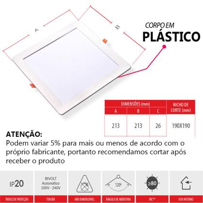 Imagem de Kit 5 Painel Led Pop Quadrado de Embutir 6500W 18W Avant