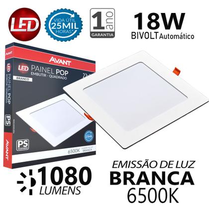 Imagem de Kit 5 Painel Led Pop Quadrado de Embutir 6500W 18W Avant