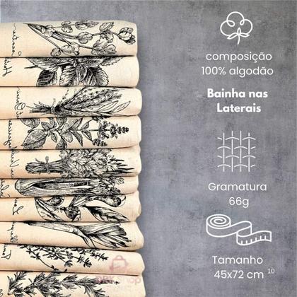 Imagem de Kit 5 Panos De Prato Crú Extra Rústico Coleção Temperos