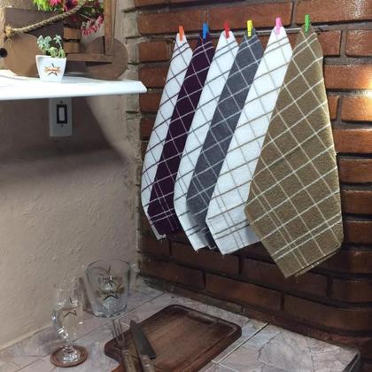 Imagem de Kit 5 panos de prato teka chef premium atoalhado 100% algodão 45 x 70cm