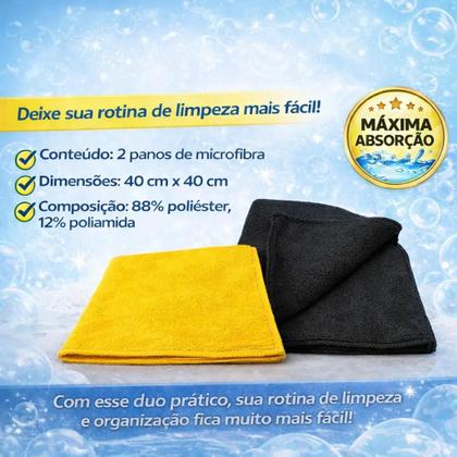 Imagem de Kit 5 Panos Magico De Chao Limpeza Microfibra Grande 40x40