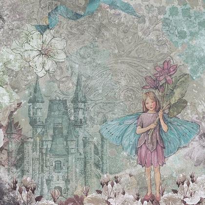 Imagem de Kit 5 Papel Scrapbook Dupla Face Fada,castelo,flores Sd-1053 30,5x30,5cm Litoarte