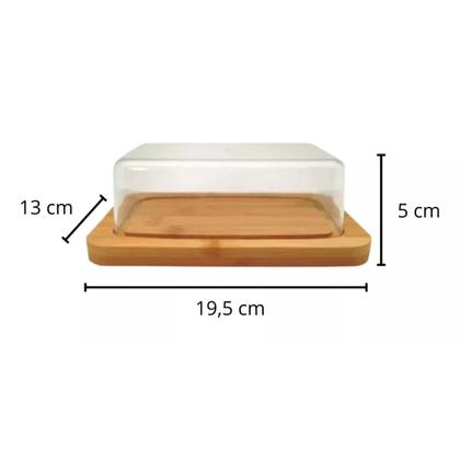 Imagem de Kit 5 Pçs Bambu Porta Queijo Açucar Pão Boleira Manteiga Ou