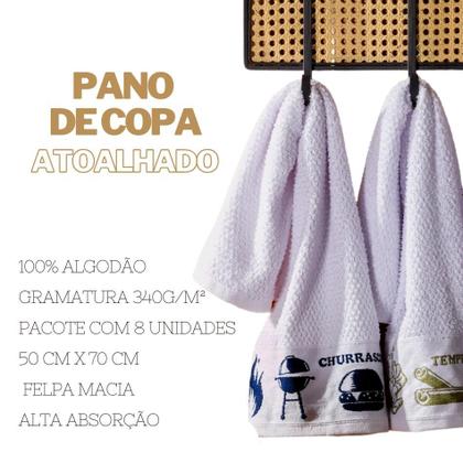 Imagem de Kit 5 Pçs Pano de Copa para Cozinha Felpudo com Barrado Estampado Sortido