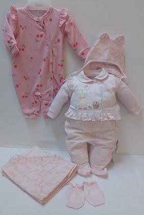 Imagem de Kit 5 Pçs Saída Maternidade Bebê Menina LeBhua Paraiso 13687