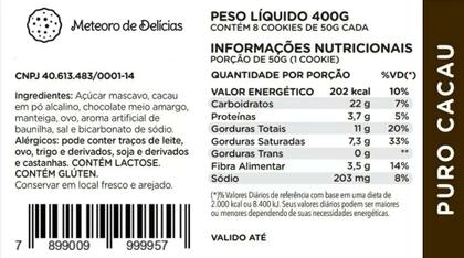 Imagem de Kit 5 Pct Cookies Biscoitos Caseiro Puro Cacau Bolacha Artesanal Sabor Chocolate Amargo 400g
