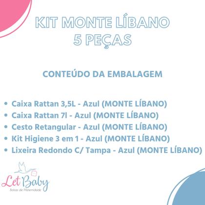 Imagem de Kit 5 Peças c/ Cesto Roupas Bebê Organizador Caixa Rattan Lixeira de Quarto Infantil Kit higiene