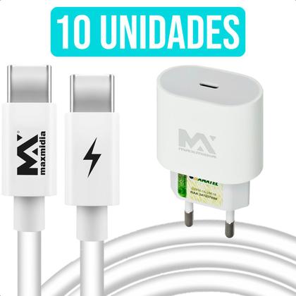 Imagem de Kit 5 Peças Carregadores Tipo C Para Tipo C Com Fonte Turbo Resistente Bivolt 