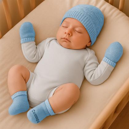 Imagem de Kit 5 Peças Conjunto Enxoval Azul Claro Para Bebê Roupa Recem Nascido