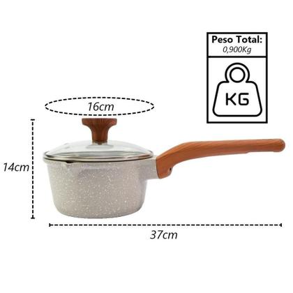 Imagem de Kit 5 PeçasCaçarolas Frigideiras Antiaderente Temperatti Bianco