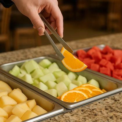 Imagem de Kit 5 Pegadores Inox 14cm Mini para Buffets Bar Bebidas Lyor Servir Frutas Frios Aperitivos