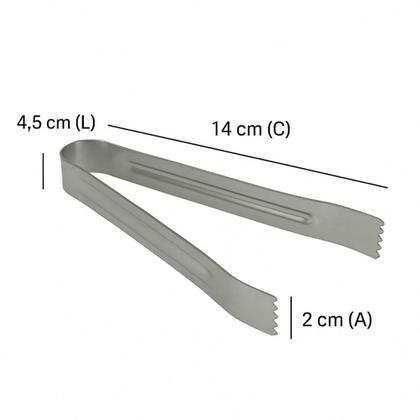 Imagem de Kit 5 Pegadores Inox 14cm Mini para Buffets Bar Bebidas Lyor Servir Frutas Frios Aperitivos