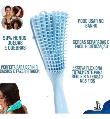 Imagem de Kit 5 Pentes, Escova Polvo, Escova Jacaré, Pente Jacaré, Pente 3 Fileiras, Escova Massageadora