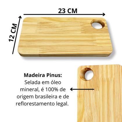 Imagem de Kit 5 Petisqueiras Em Madeira Pinus 23x12 Para Servir Queijos E Frios