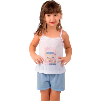 Imagem de Kit 5 Pijamas Infantil Curto Vekyo Modas Menina Roupa de Criança Short e Regata Alça Malha