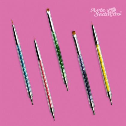 Imagem de Kit 5 Pincéis e Boleadores Unha de gel, acrigel, Decoração Nail Art Manicure