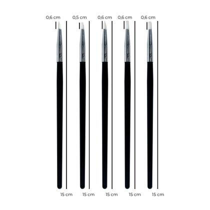 Imagem de Kit 5 Pincéis Silicone Cuba Rim Frasco 8cm Aço Inox Odonto Instrumentos Organizadores Odontologia Clinicas Dentista