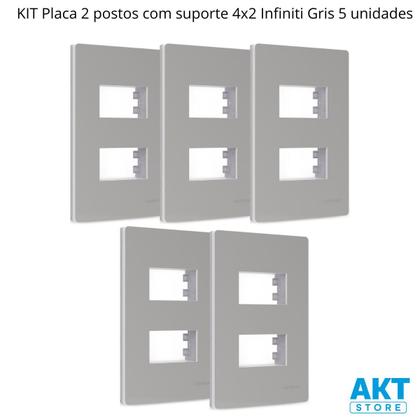 Imagem de Kit 5 Placa 4x2 2P Sep. com Suporte Gris Infiniti Margirius