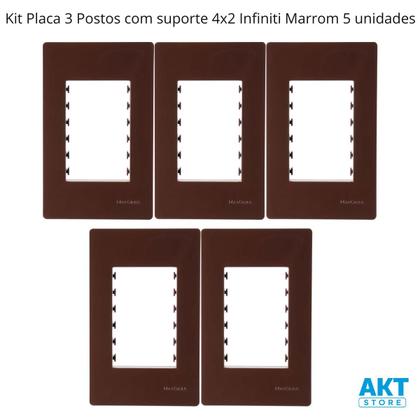 Imagem de Kit 5 Placa 4x2 3 Posto c/ Suporte Marrom Infiniti MarGirius