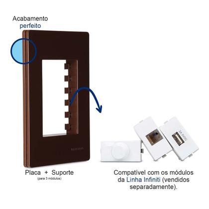 Imagem de Kit 5 Placa 4x2 3 Posto c/ Suporte Marrom Infiniti MarGirius